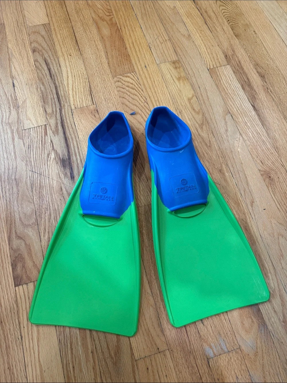 Green and Blue Swim Fins - Comfortable Youth Snorkel Flippers